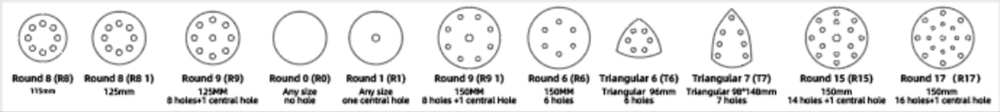 Shape Chart of Velcro-backed Abrasive Discs 5inch